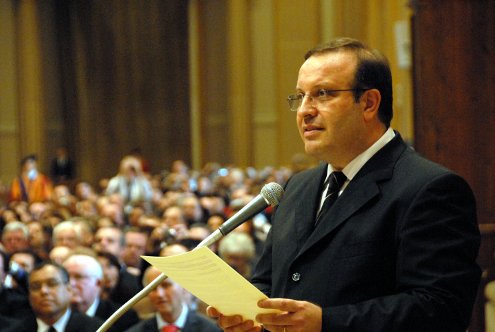Il presidente Matteo Calisi saluta il Santo Padre fraternity