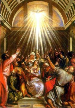 la discesa dello Spirito Santo sulla Vergine Maria e gli Apostoli